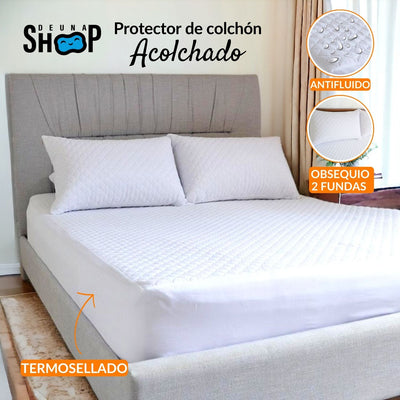 Protector de colchón antifluido cama doble 140x190cm + Obsequio 2 fundas